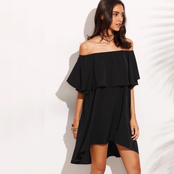 💥 SALE Off Shoulder Loose Ruffled Overlay Dress - Picture 2 of 6